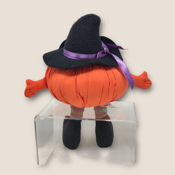 1982 Vintage Hallmark Orange Pumpkin Witch Halloween Bean Bag Plush - Picture 4 of 9